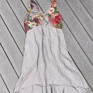 Aratta Tan and Green Pleated Tiered Sundress